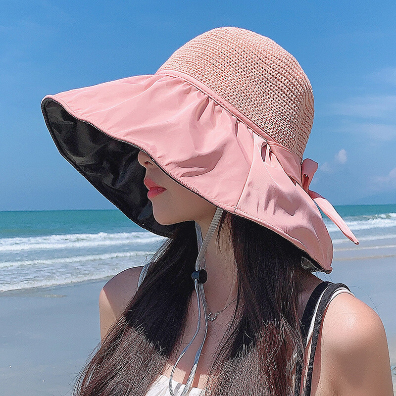 Women Anti-UV Wide Brim Bucket Sun Hat Cap Floppy Bow  display picture 1