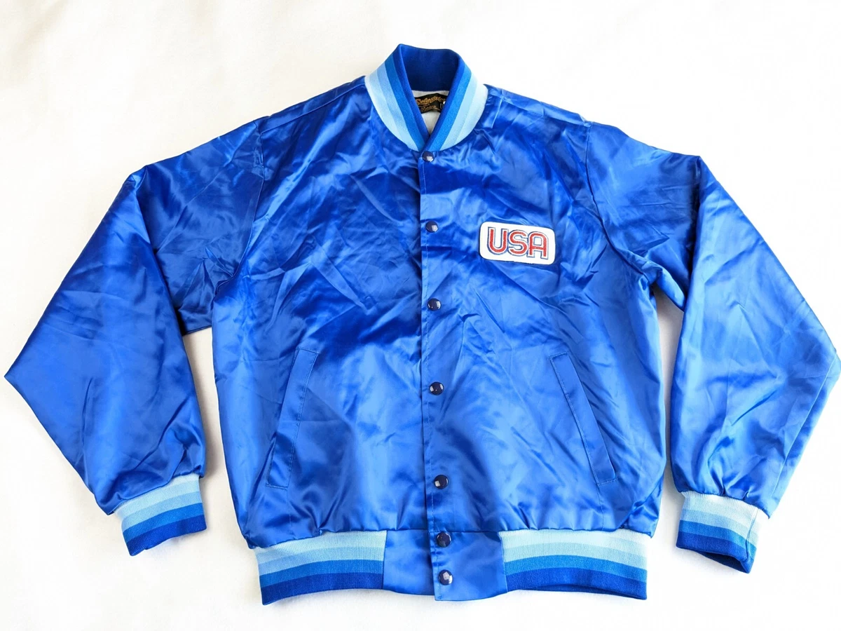 Blue satin hotsell baseball jacket