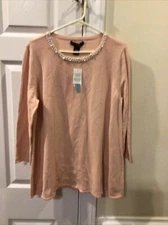 Joan Vass New York Women's Sweater Embellished, NWT Large