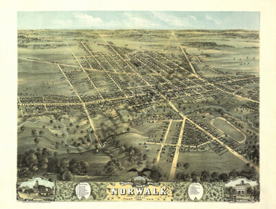 Panoramic Map of Norwalk Ohio 16x20