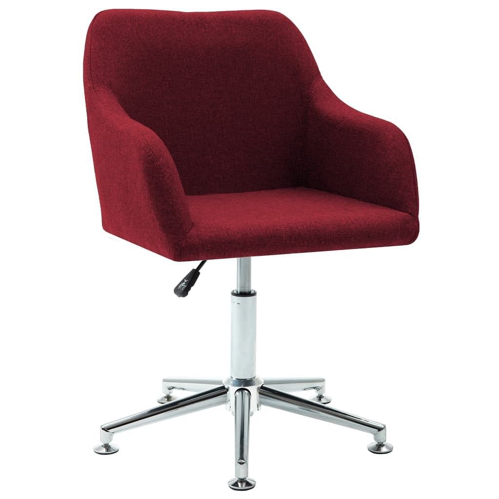 Elegant Wine Red Office Chair with Adjustable Height - Polyester, Plywood & Steel Frame  