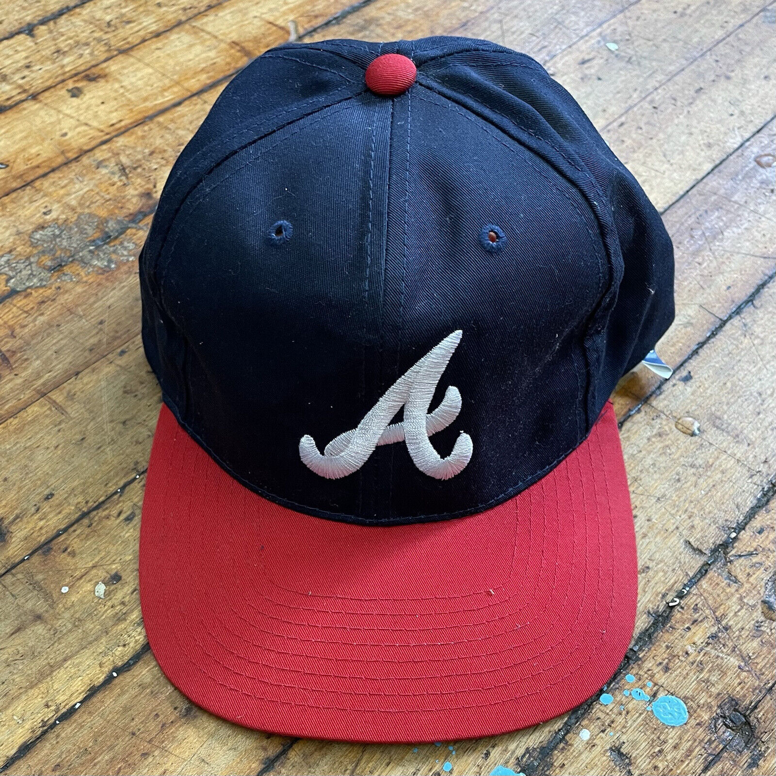 Vintage Atlanta Braves Official MLB Baseball Drew Parson Navy/Red Snapback  Hat