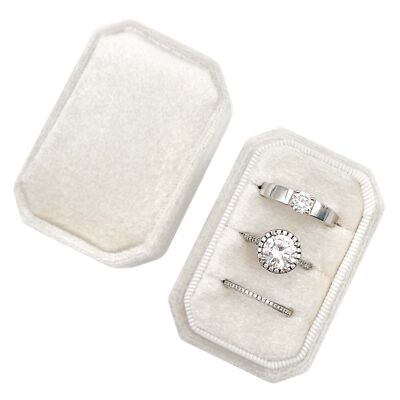 Slots Octagonal Rectangle Velvet Ring Box Wedding Three Rings Bearer  Holder
