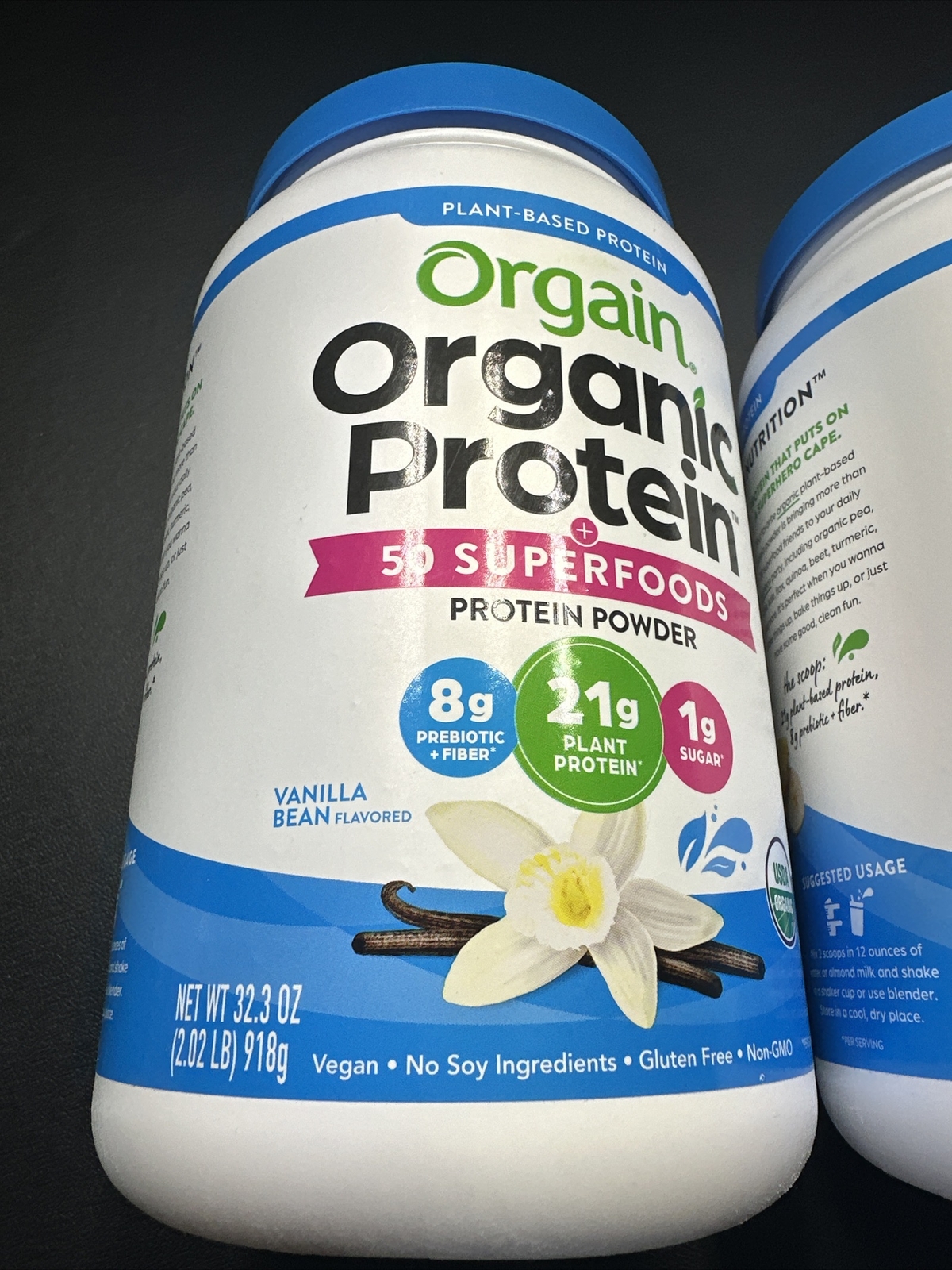 2 ORGAIN ORGANIC PROTEIN POWDER VANILLA BEAN PLANT PROTEIN 50 SUPER