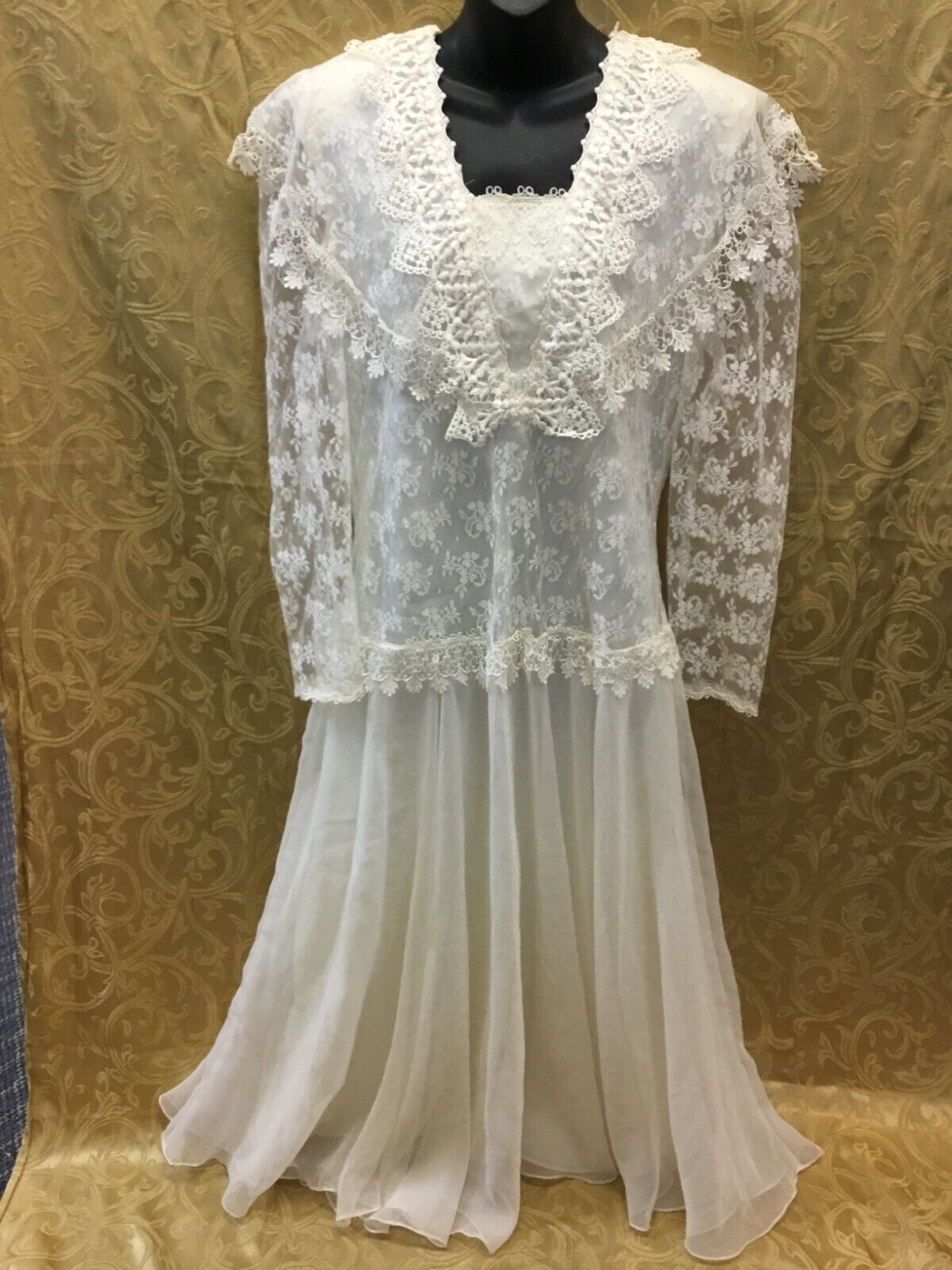 vintage SCOTT McCLINTOCK Wedding Dress Lace Embro… - image 1