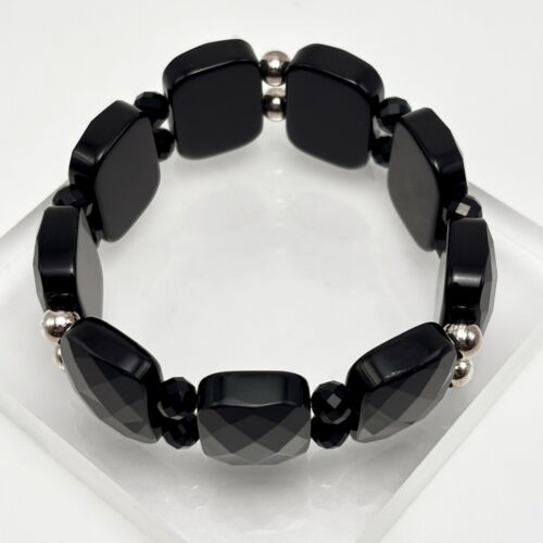 JAY KING Midnight Black Chalcedony Bead Stretch Bracelet - NIB - Picture 6 of 10