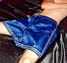 Nike 90s Super Rare Vintage America Soccer Shorts Navy Blue Satin Silky Large