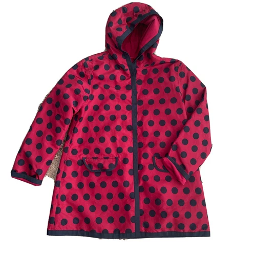 gymboree Girls L 10-12 Red Black polka dots raincoat