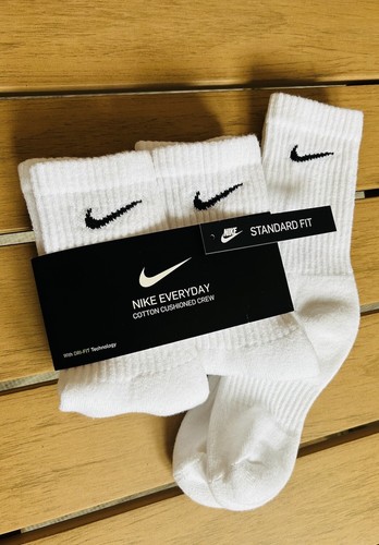 Nike Everyday White Cushioned Crew Cotton Socks Large X2 Teens Older Kids Gift