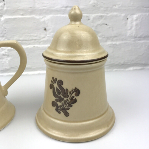 VTG Pfaltzgraff VILLAGE Cream & Sugar w Lid Dinnerware Stoneware Set Made in USA - Picture 3 of 11
