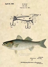 Striped Bass Fishing Lure Official US Patent Art Print - Saltwater Striper - 106