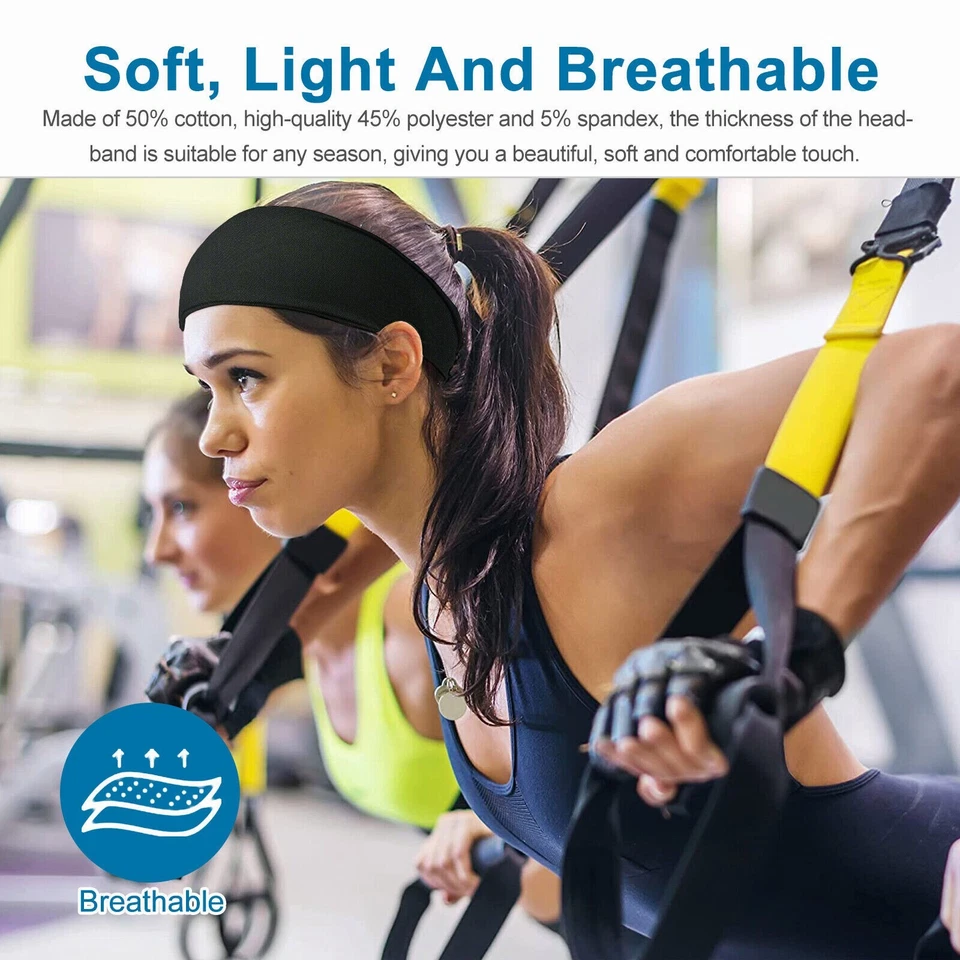 2 PIEZAS Diadema Deportiva Hombres Mujeres Banda Anti-Sudor Correr Yoga Diadema Elástica Foto 3 de 4