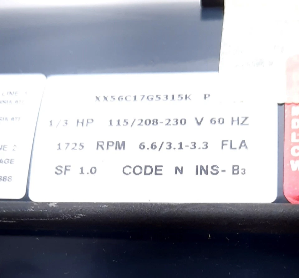 Marathon 56C17G5315K Explosion Proof Motor 1800rpm, 1/3hp, 1 Ph, 115/208-230V - Image 2 of 4