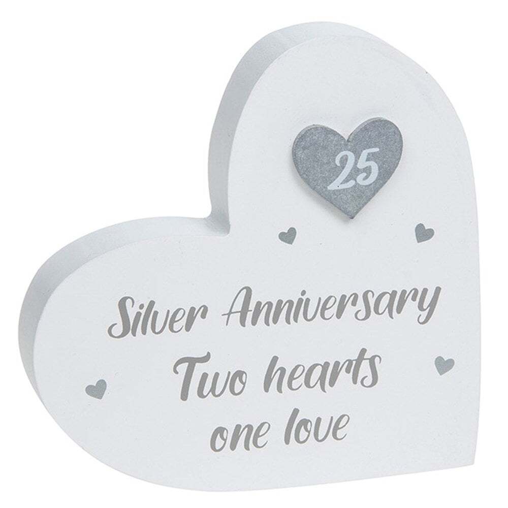 Shudehill Giftware Provence Silver Anniversary Standing Heart Plaque 200911