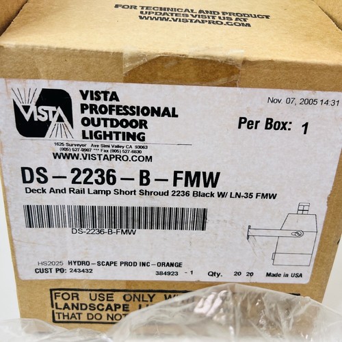 Vista Professional Outdoor Lighting DS-2236-B-FMW Surface Mount Wall Light - Picture 2 of 7