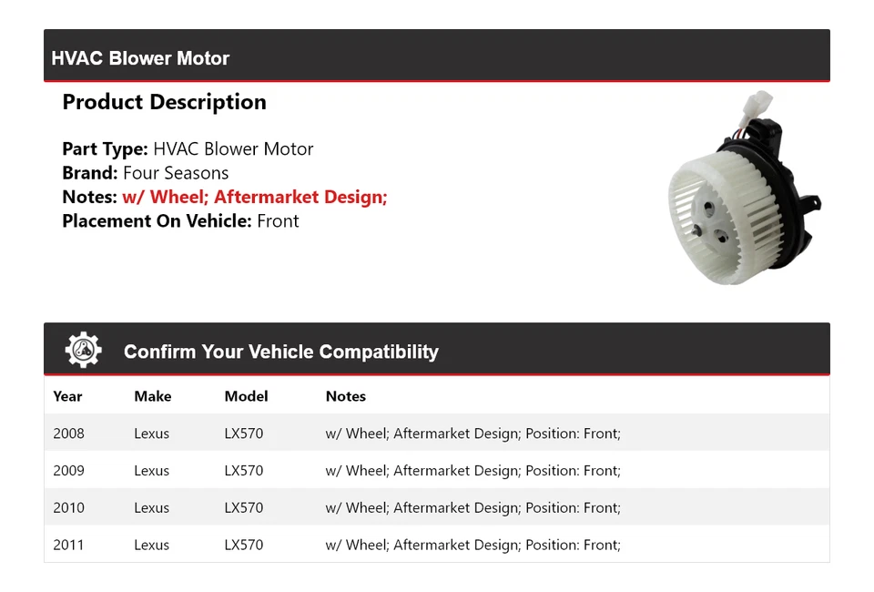 Soplador de climatización delantero para Lexus LX570 2008-2011 4 estaciones 2009 2010 Foto 2 de 4
