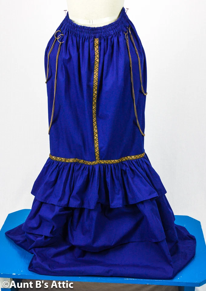 Saia Steampunk Estilo Sereia Longa Azul Real Algodão Era Vitoriana Saia Feminina - Imagem 2 de 2