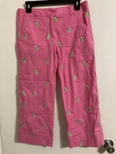 Vintage Lilly Pulitzer Capri Pants Women  s 6 Pink Flip flops Print Beach 1478
