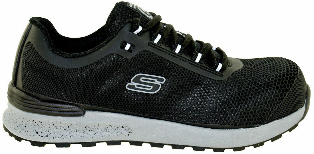 NIB MEN'S SKECHERS 77180/BLK BULKIN BLACK WORK SAFETY TOE MEMORY