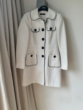 Primark Atmosphere White / Navy Trim Coat Size 12 Rarely Worn Stunning