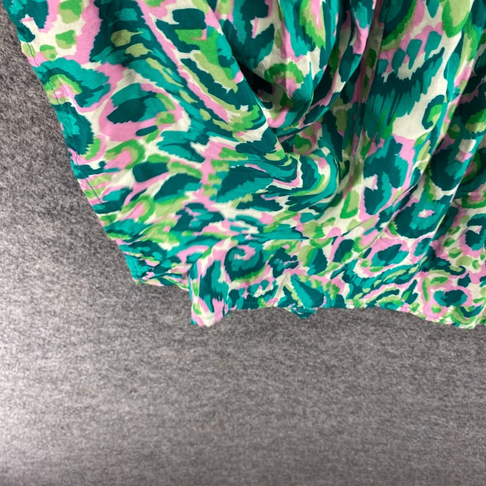 Unbranded Jumpsuit Women M Medium Green Geometric V-Neck Short Sleeve Casual - Image 3 of 4