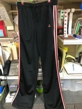 Preowned Womens adidas joggers black pink stripes size SM. w/pockets cleaned
