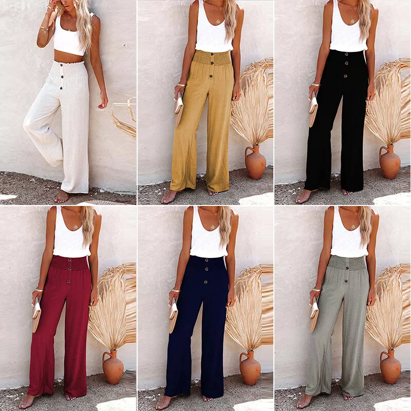 Elasticated waist clearance linen trousers ladies