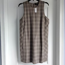 NWT 8 Banana Republic Factory Light Brown Plaid Sleeveless Sheath Dress NEW