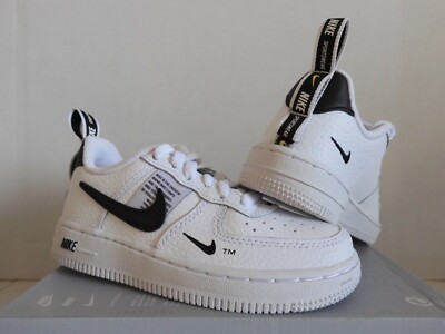 NIKE AIR FORCE 1 LV8 UTILITY (PS) WHITE-BLACK-TOUR YELLOW SZ 11c
