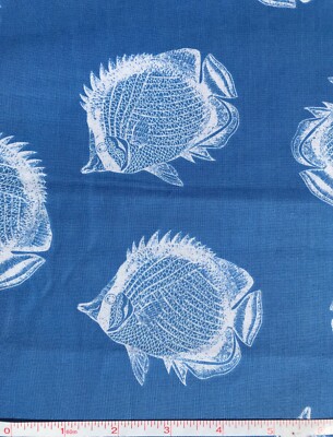 Neptune's Dream - Angel Fish - Blue Quilt Fabric - 7/8 Yard Piece