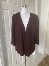NWT Alex Evenings Black Red Sparkle Metallic Stretch Open Jacket XL 8327905