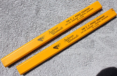 Vintage F. J. Poole Co. Andersen Windowalls 2 Carpenters Pencils NOS Unsharpened