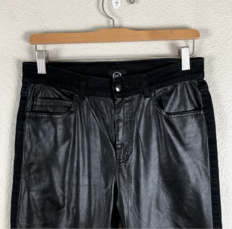Pantalones de mezclilla McQ Alexander McQueen para mujer 28 recubiertos negros ajustados de cuero PU Foto 3 de 4