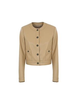 Damen Twinset Jacke Aus Kunstleder, Beige, Code 251TP2351.