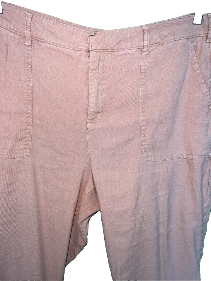 Pantalones capri NYDJ mezcla de lino elásticos talla 14P pierna ancha bolsillos profundos melocotón Foto 3 de 4