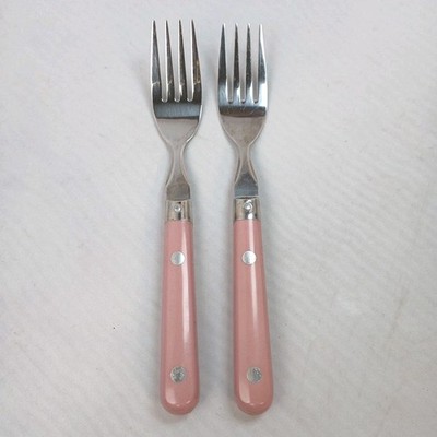 2 Washington Forge MARDI GRAS MAUVE Pink Replacement Salad Forks Stainless Korea