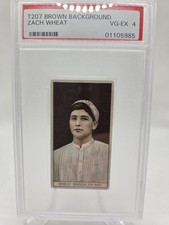 1912 T207 Brown Background Zach Wheat Brooklyn Dodgers Legend MLB HOF PSA 4