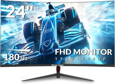 Great voell 24 Inch Curved Gaming Monitor, 180Hz/144Hz FHD 1080P, HDMI/DP