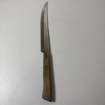 VINTAGE ECKO VANADIUM FLINT STAINLESS 8'' CARVING SLICING KNIFE WOOD HANDLE USA