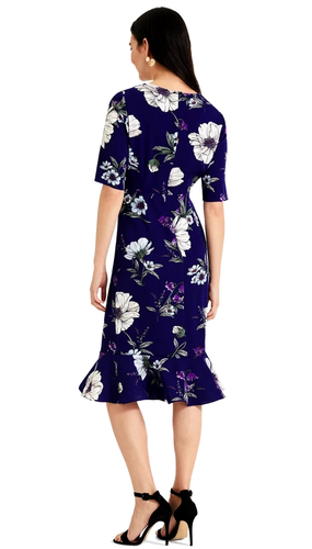 PHASE EIGHT CHERYL BLUE MULTI FLORAL 50'S FLARE MIDI COCKTAIL DRESS 12 NWOT - Picture 7 of 9