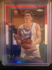 2025 Topps Chrome Rookie Kon Knueppel Red White & Blue #254 Basketball Card. rookie card picture