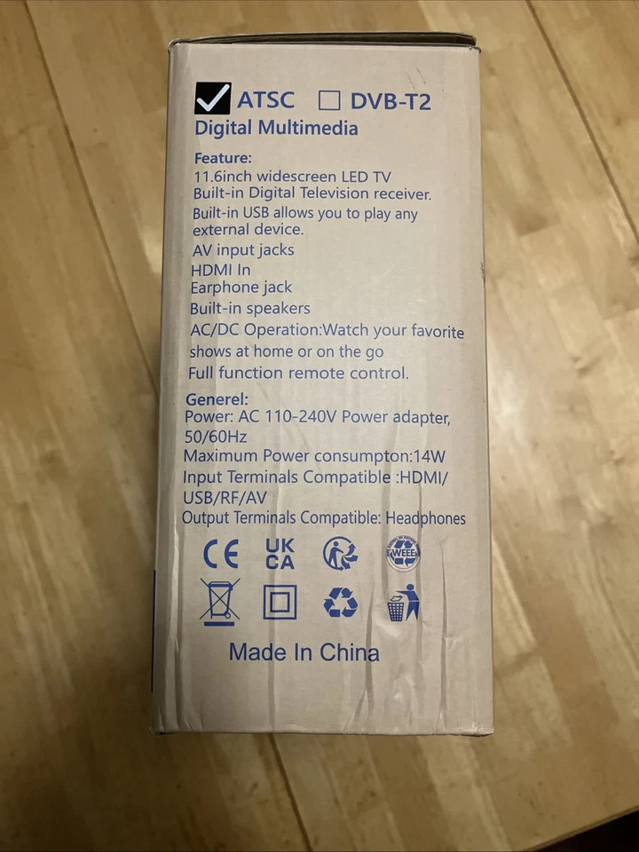 Jexiop 12”Portable Flat Screen TV,Small TV with Digital Tuner-HDMI-USB-Headph - Image 2 of 3