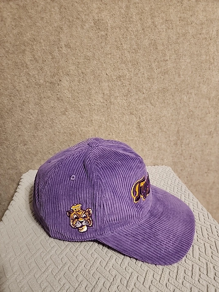 LSU Tigers NCAA Image one Corduroy Snapback Hat Purple Yellow sale sample rare - Image 3 of 4