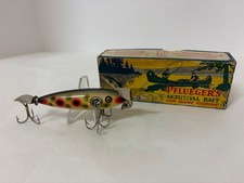 Pflueger Neverfail Underwater Minnow Lure Green Red Speckles Gray Back 1910s Box