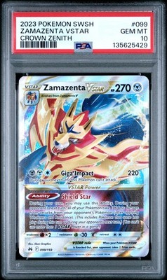 PSA 10 Zamazenta Vstar #099 2023 Pokemon Sword And Shield Crown