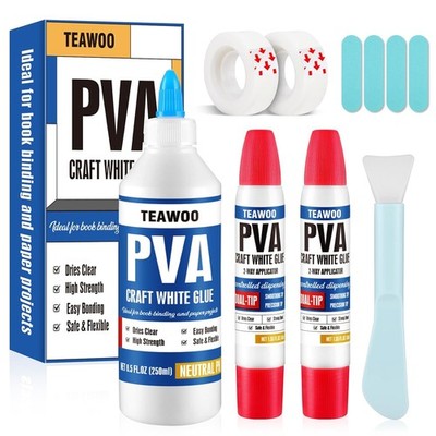 Book Repair & Binding Glue Kit   8.5 Oz + 2×1.35 Oz Acid-Free PVA Adhesive ?