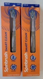 2 Spinbrush Smart Clean Battery Powered Electric Toothbrush Adults Timer - Beige
