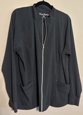 Easy Stretch Charcoal Gray Stand-Up Collar Full Zip Scrub Jacket XL Polyester
