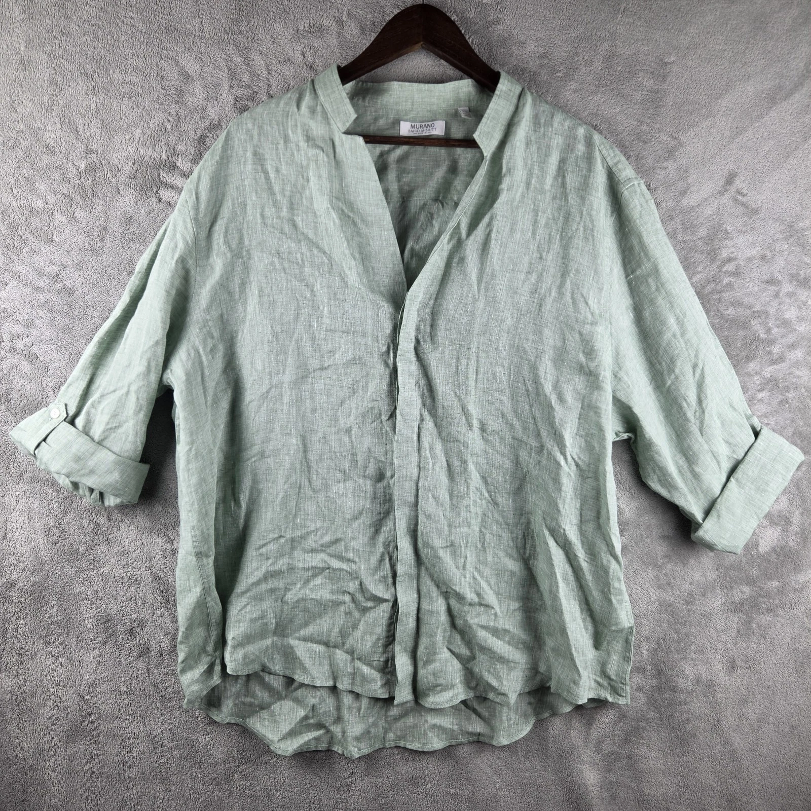 Baird Mcnutt Murano Mens Green Long Sleeve 100% Linen Button Up Shirt Sz 2XL