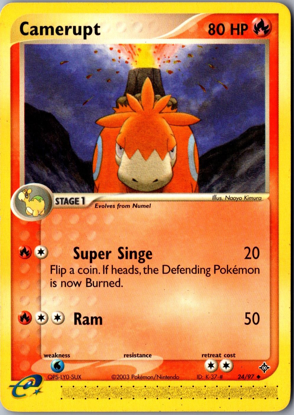 Camerupt Regular 24/97 Uncommon Dragon LP Pokemon Card